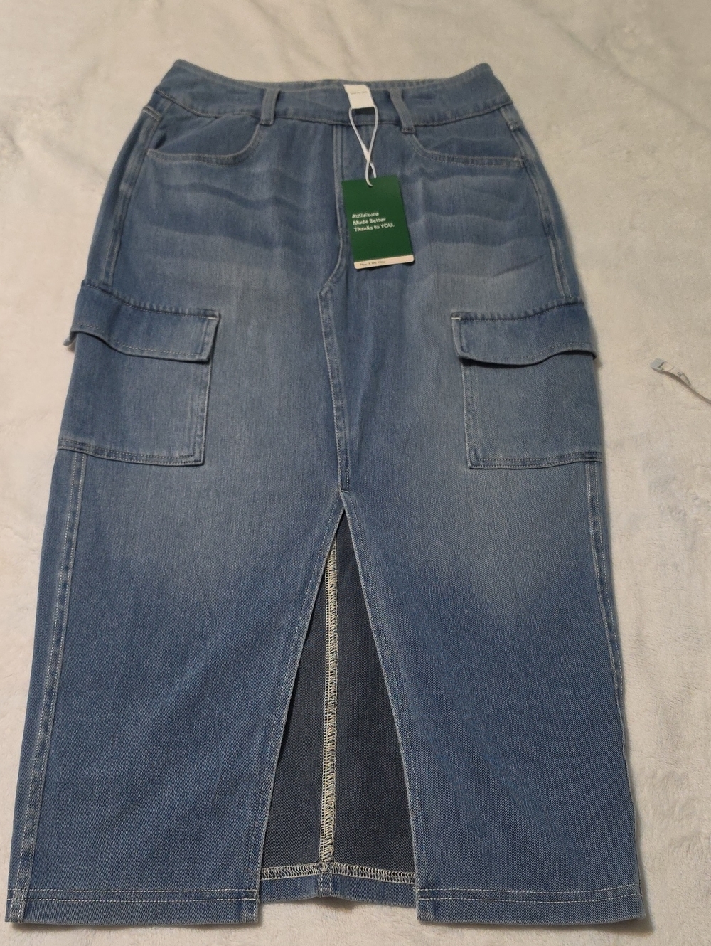 Nwt HALARA Blue Denim Cargo Midi Skirt #152